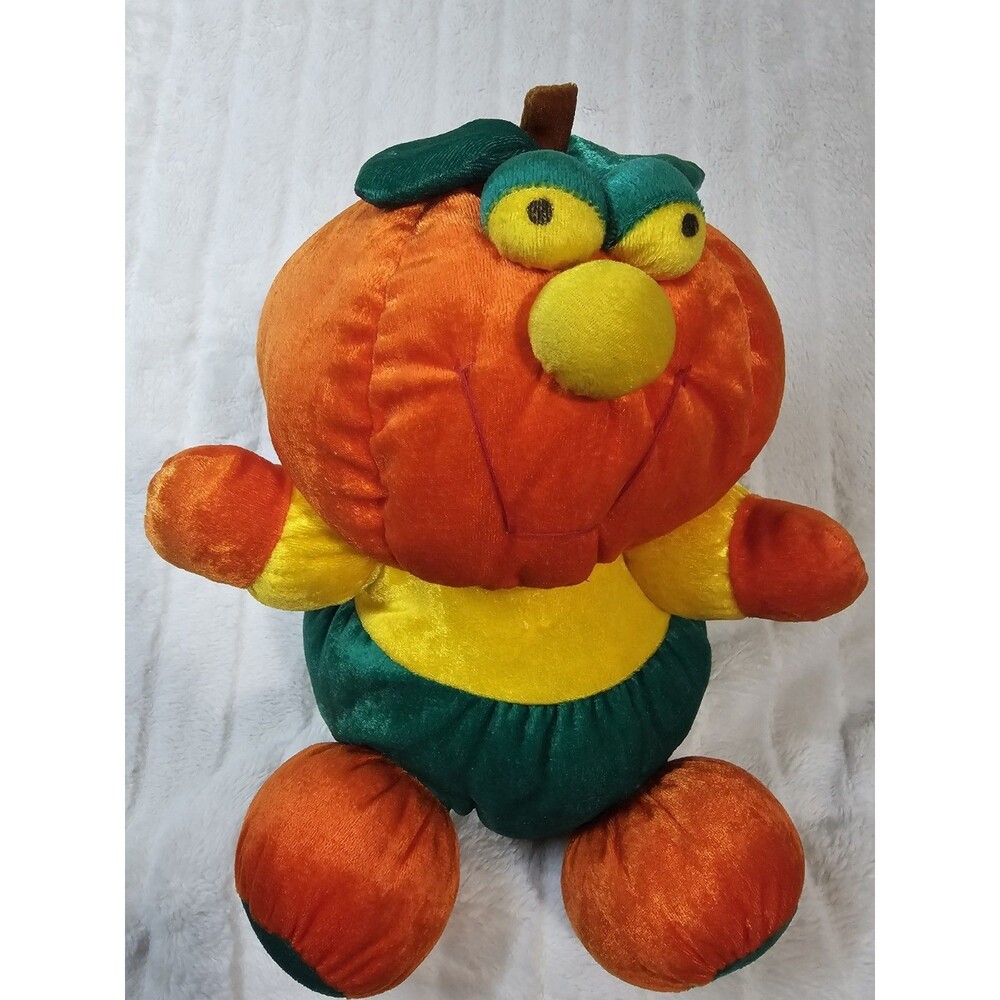 Vintage Dan Dee Pumpkin Man Plush Velour Soft Expressions Halloween 12"